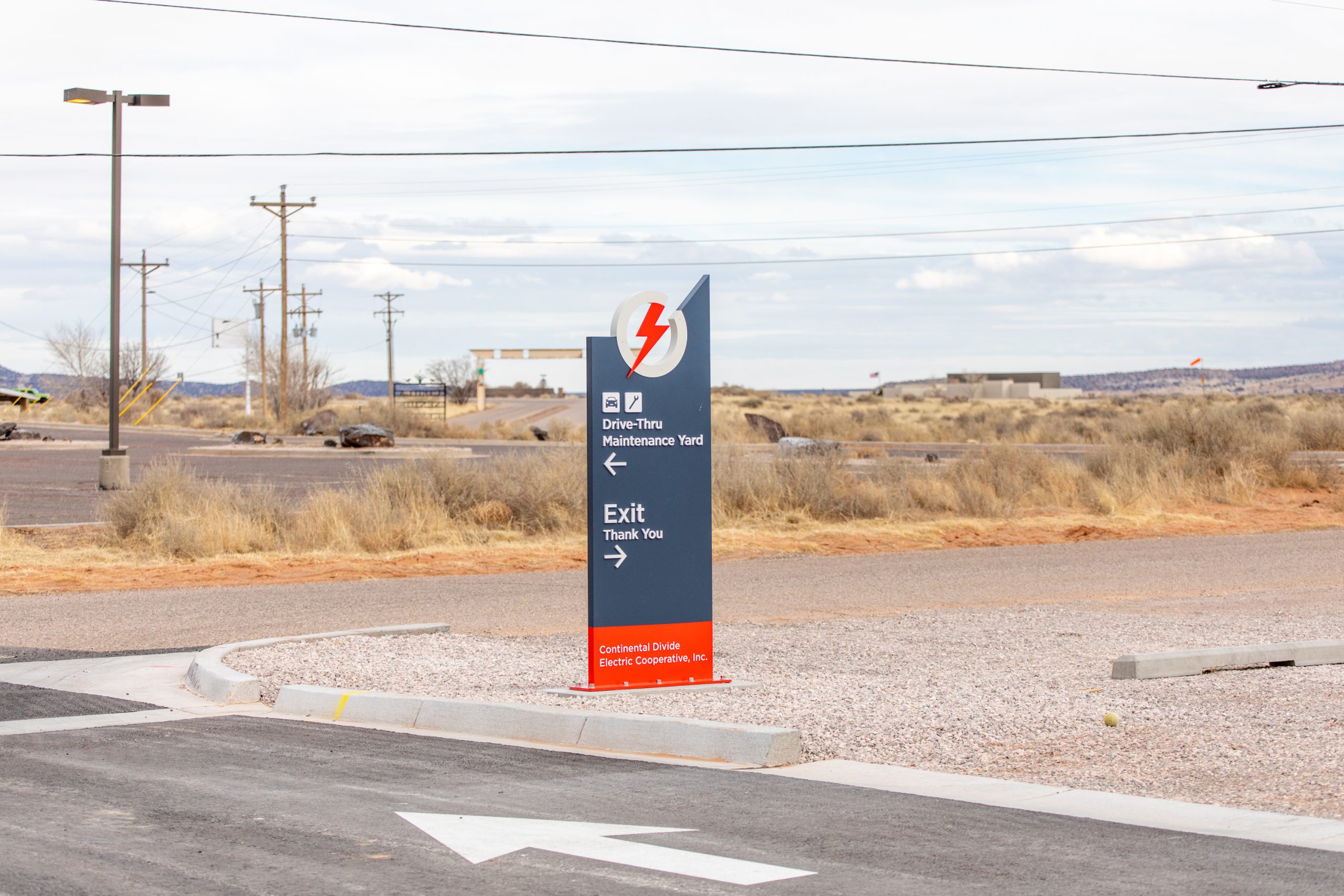 exterior wayfinding signage directing vehicles and visitors through campus