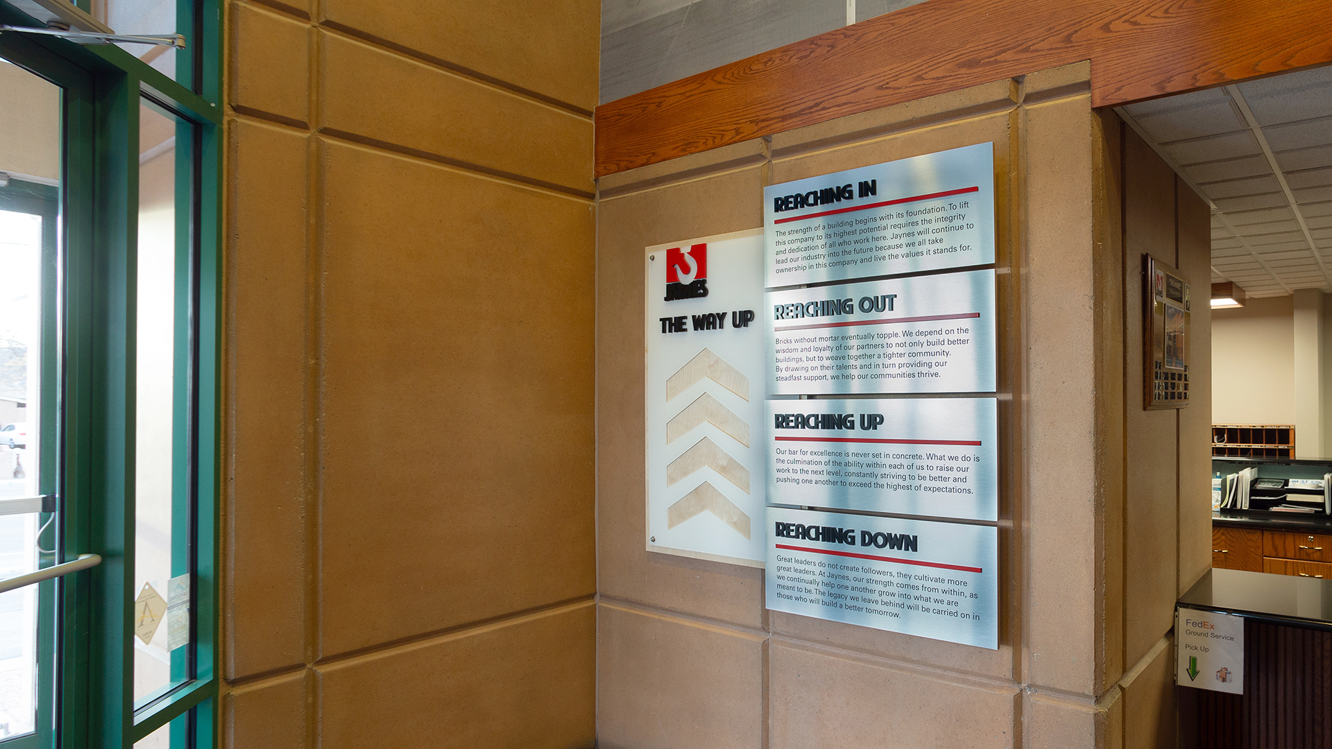 Interior Graphics Branding Displays made with Aluminum, Wood and Acrylic
