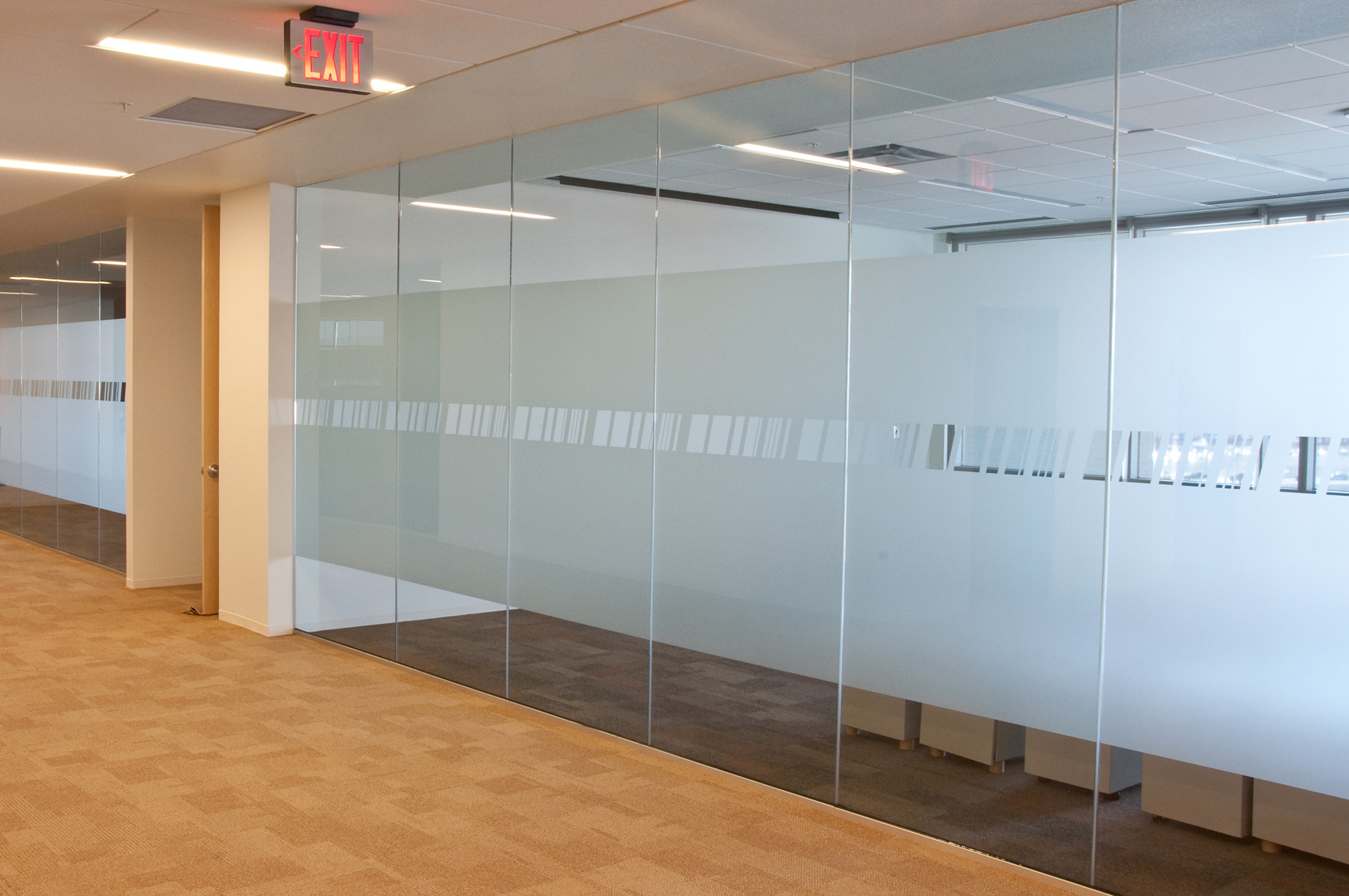 HP conference room privacy vinyl graphics applied to glass walls