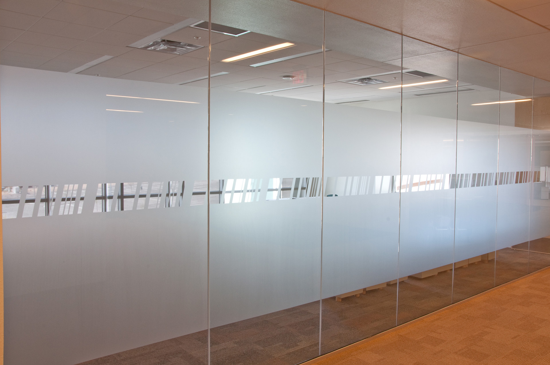 HP conference room privacy vinyl graphics applied to glass walls