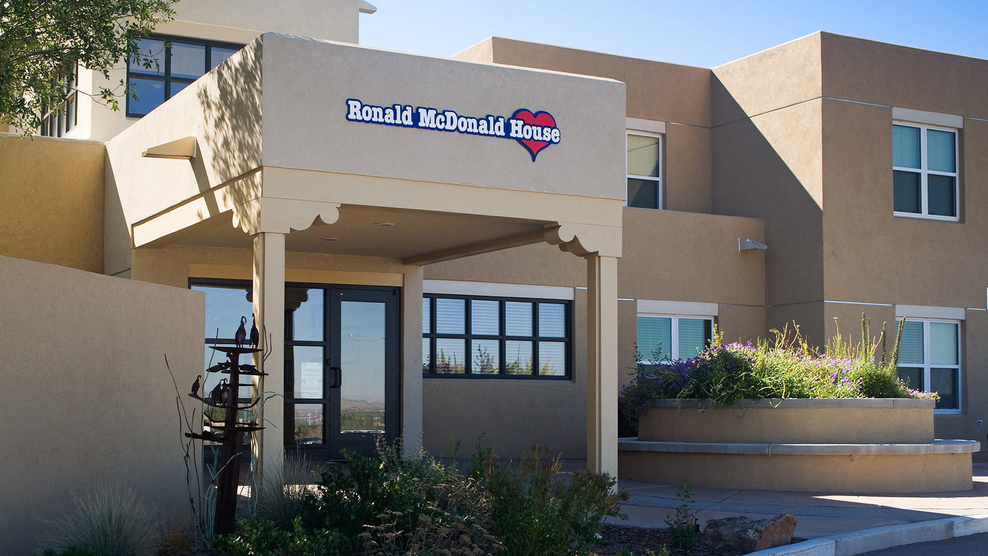 Multi layer flat cut acrylic building identification letters at Ronald McDonald House of New Mexico