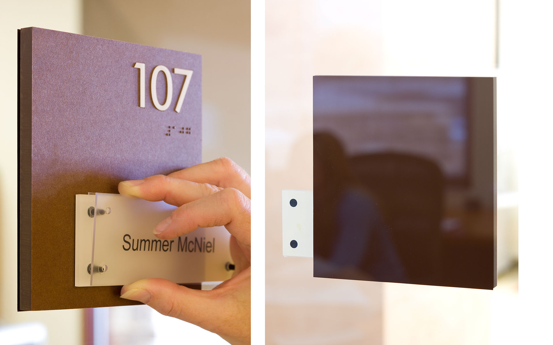 Updateable interior ADA sign with changeable insert panel
