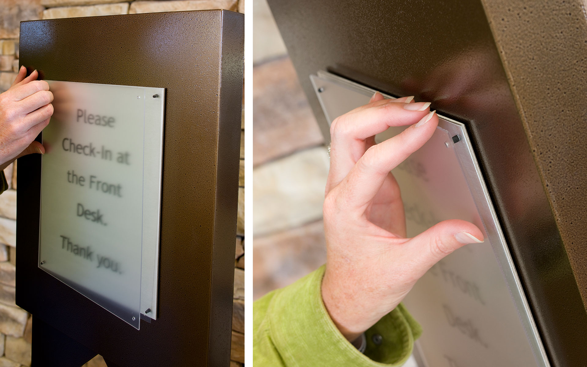 System for freestanding signs with easily replaceable information panels