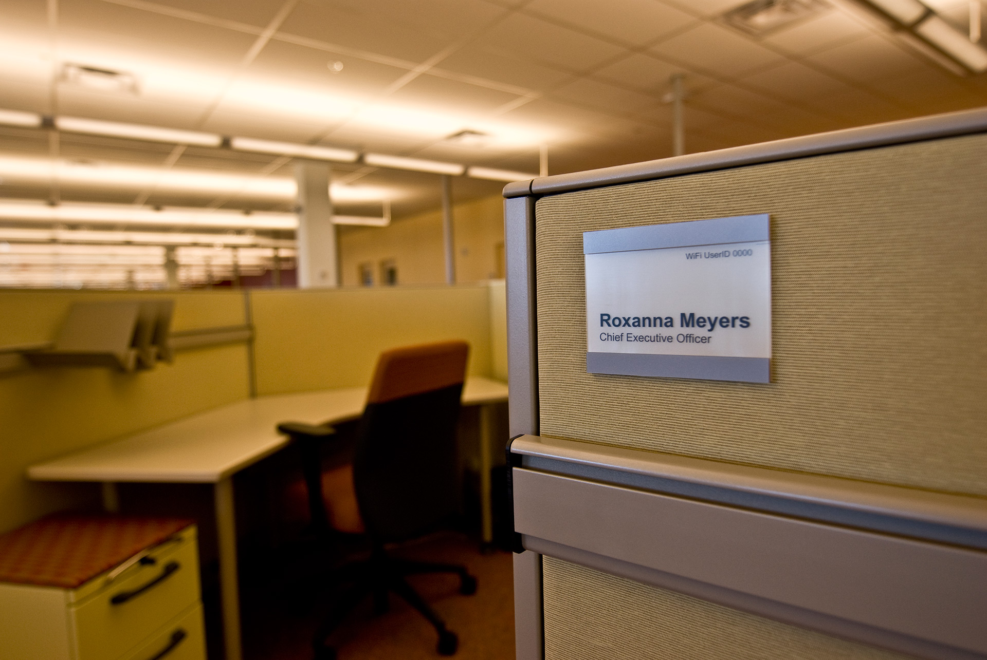 Office cubicle nameplate sign with employee identification