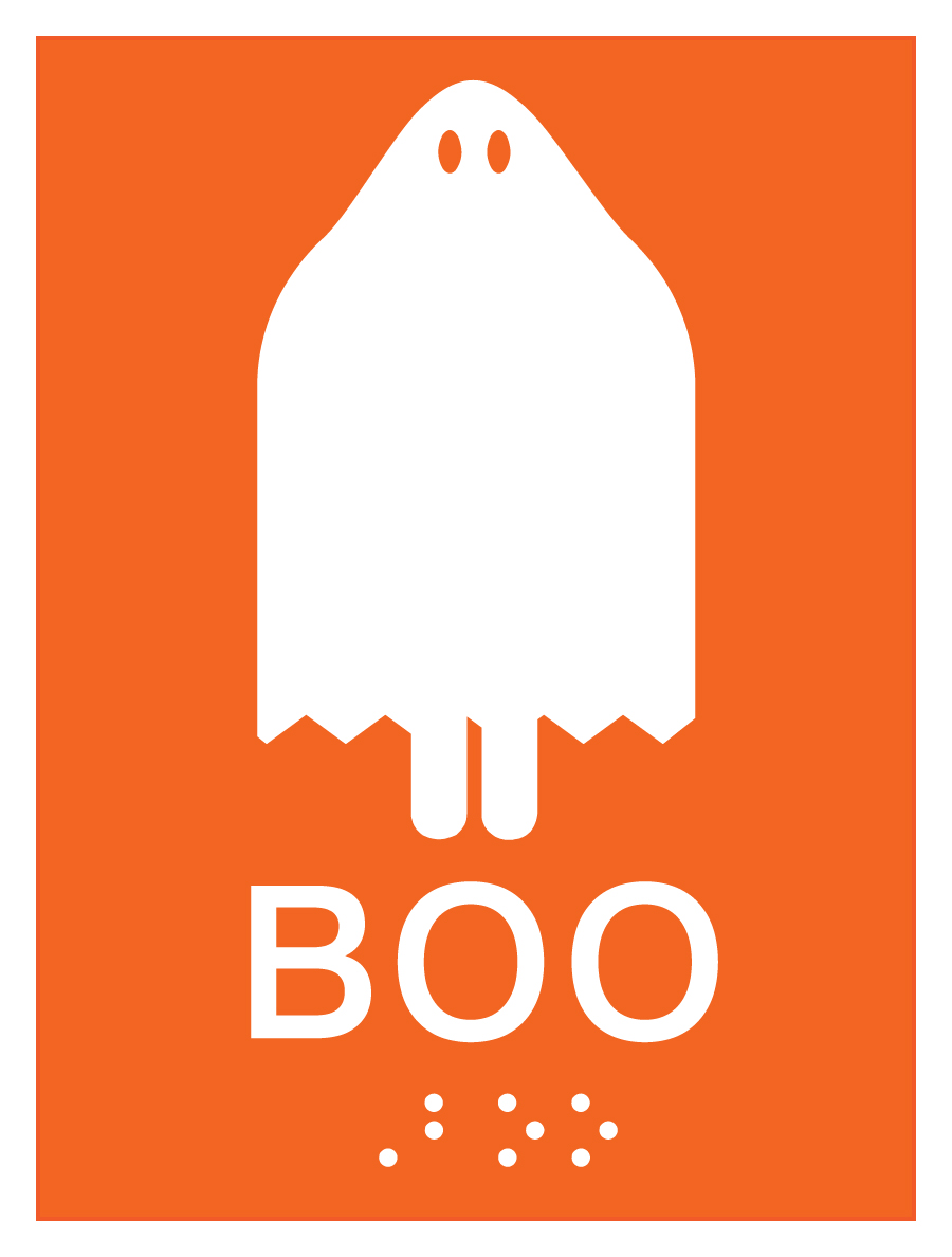 CSB Collectable Lil Sign 2011 10 Boo ADA Sign ADA promotional tactile sign Halloween Boo theme by Century Sign Builders