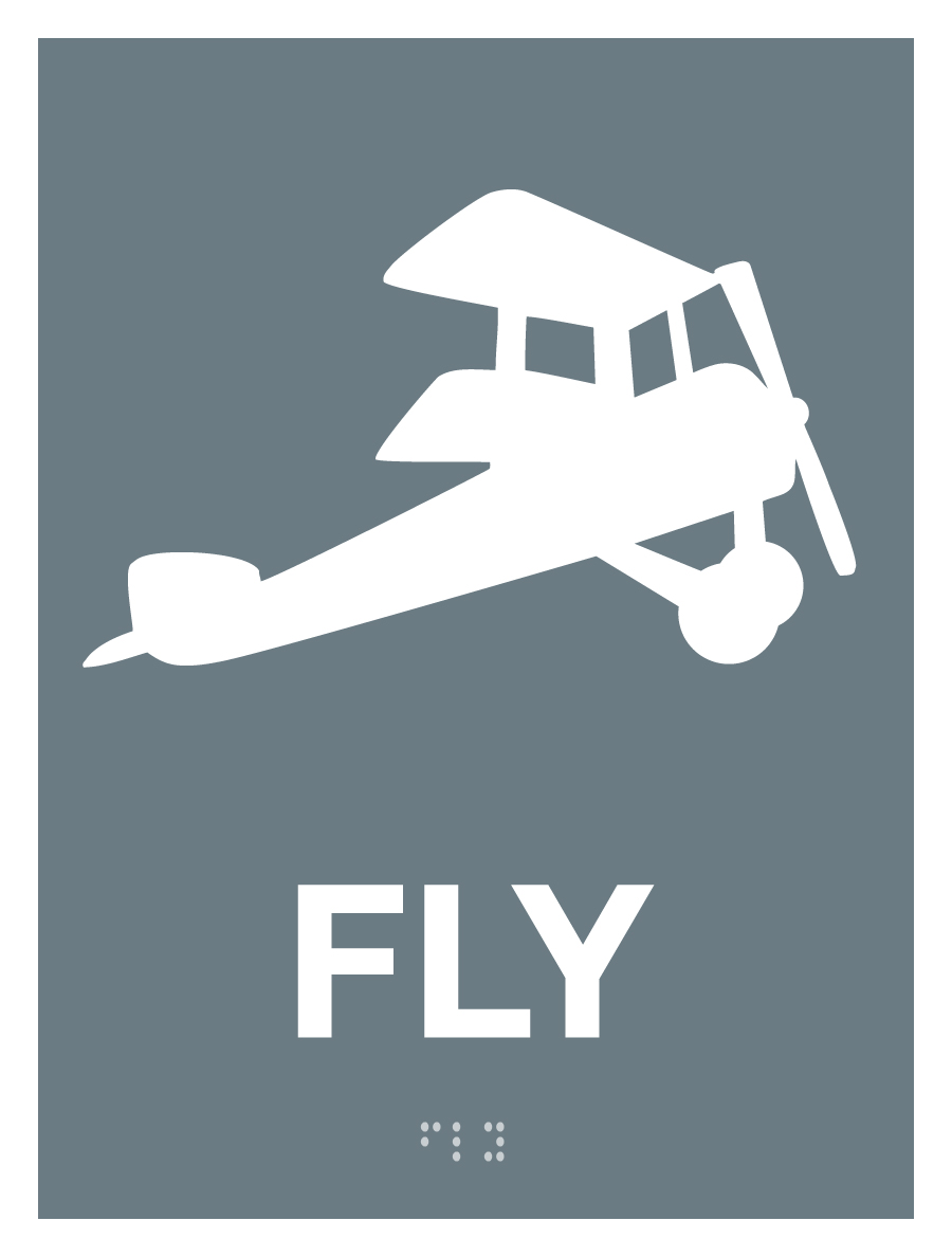 CSB Collectable Lil Sign 2012 04 FLY ADA Sign ADA promotional tactile sign FLY theme by Century Sign Builders