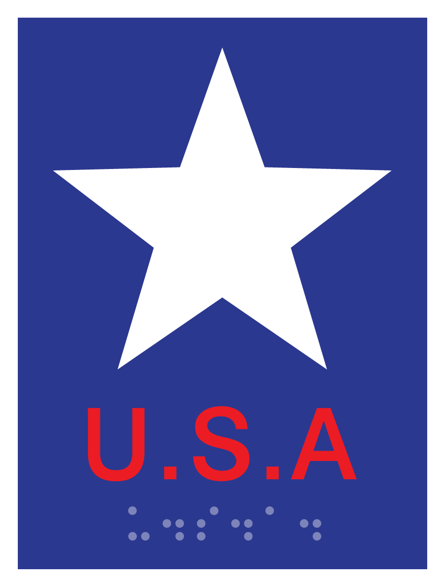 CSB Collectable Lil Sign 2012 07 USA ADA Sign ADA promotional tactile sign USA patriotic theme by Century Sign Builders