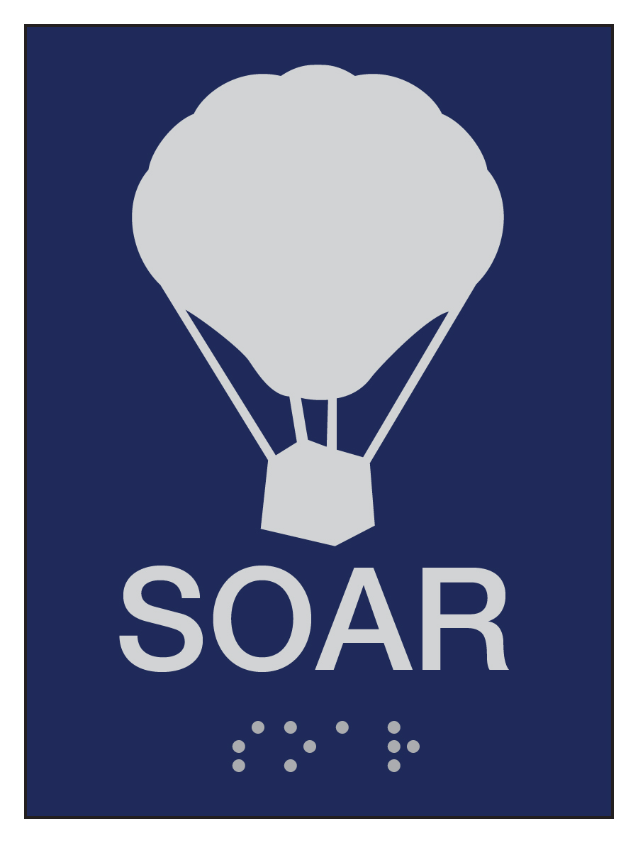 CSB Collectable Lil Sign 2014 03 IFMA SOAR Hot Air Balloon ADA Signs ADA promotional tactile sign IFMA SOAR hot air balloon theme by Century Sign Builders