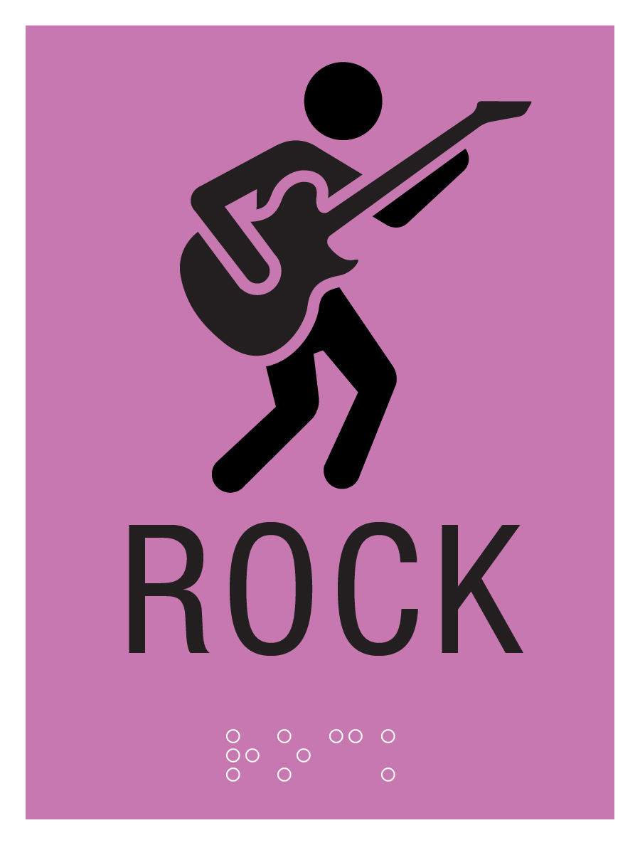 CSB Collectable Lil Sign 2014 06 ROCK ADA Signs ADA promotional tactile sign ROCK theme by Century Sign Builders