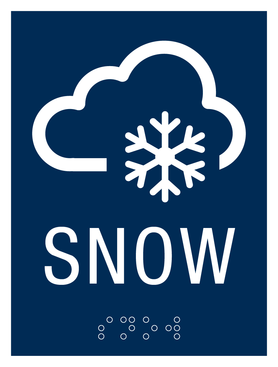 CSB Collectable Lil Sign 2014 12 SNOW BLUE ADA Signs ADA promotional tactile sign snow blue winter theme by Century Sign Builders