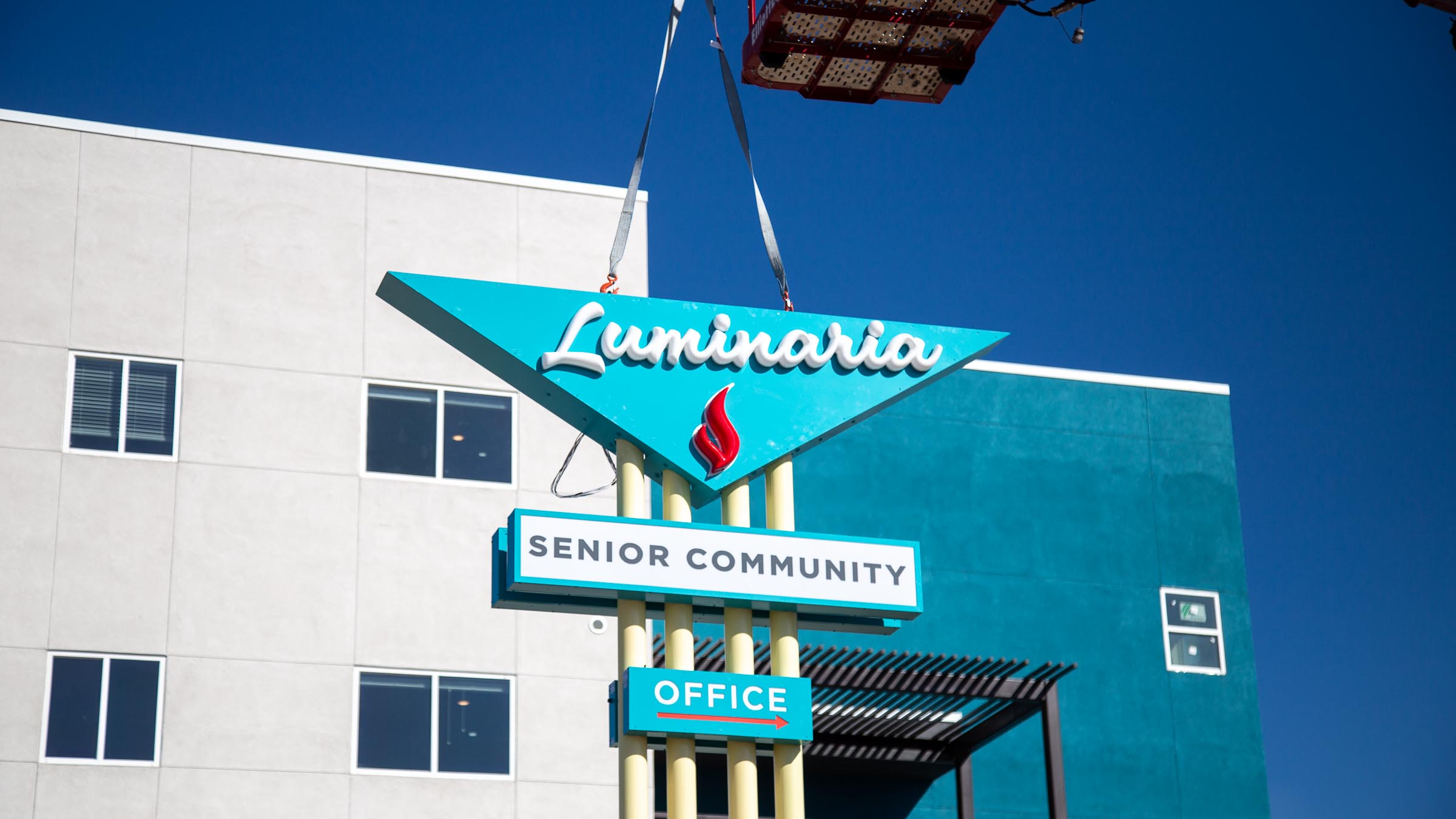 Luminaria Senior Center Pylon Install